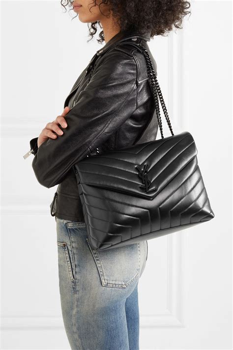 ysl quilted bag black|YSL shoulder bag black.